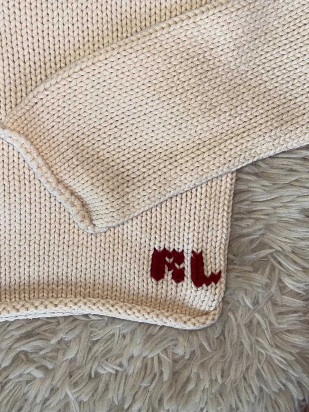 🇺🇸 Ralph Lauren Cream Knit Sweater with Flag Motif girls small